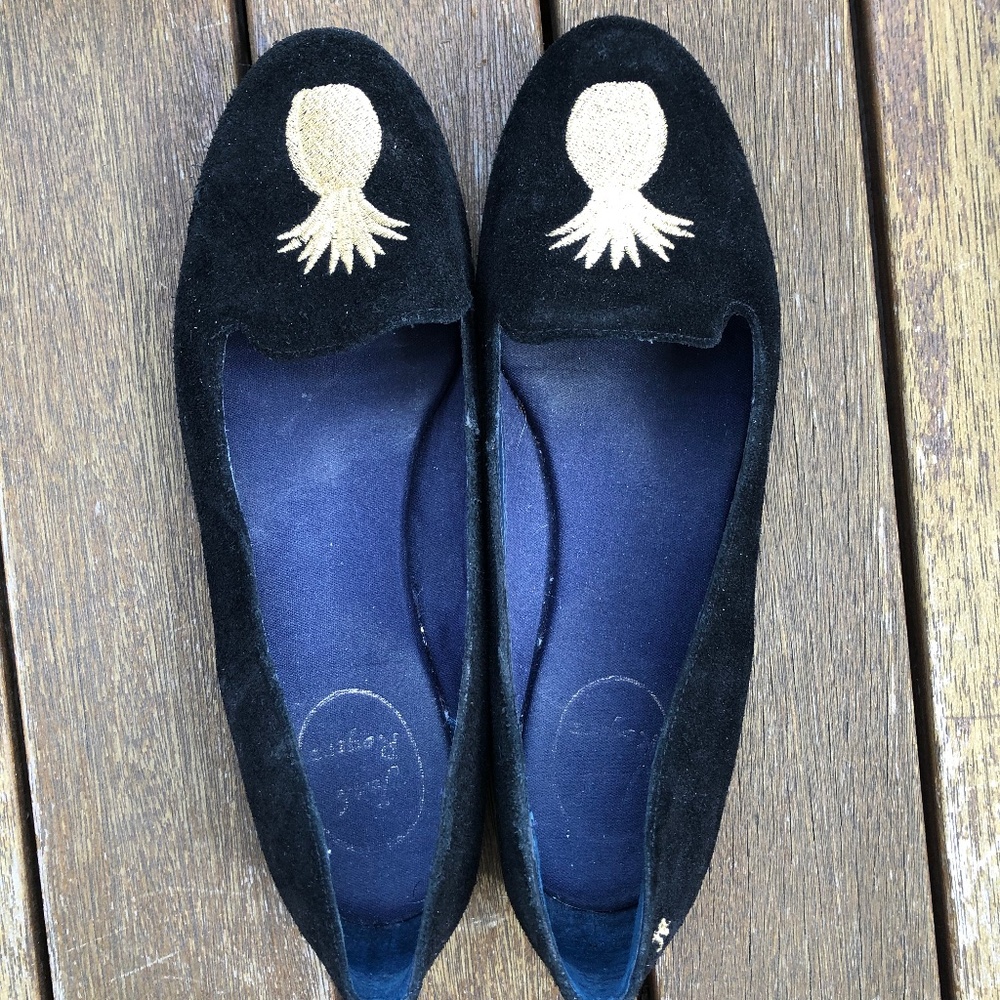 Black Jack Rogers suede pineapple flats